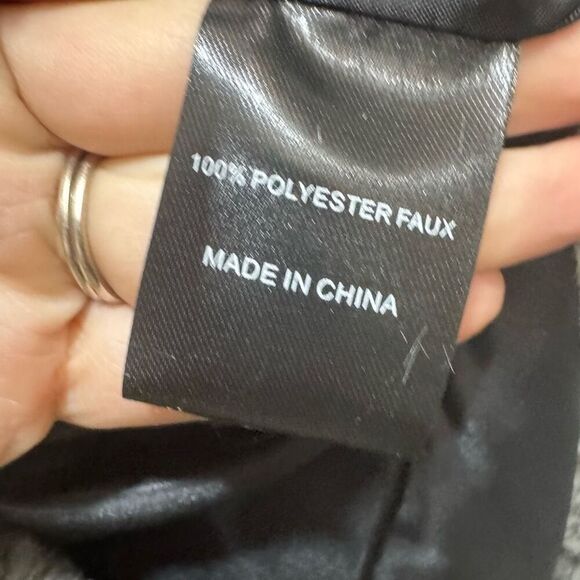 Gray Leopard Print Faux Fur Trench Coat - Picture 9 of 11